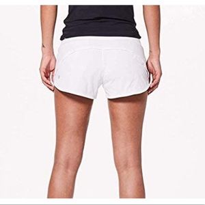 White Lululemon Speed Up shorts